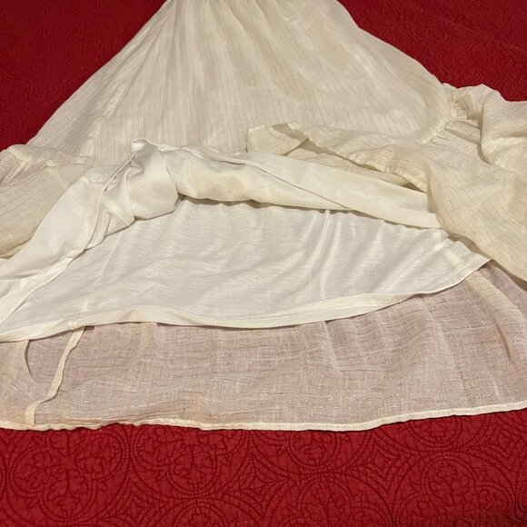 corey lynn calter Womens Size XS Cream Metallic Stripe Strapless Maxi Dress - Picture 7 of 11